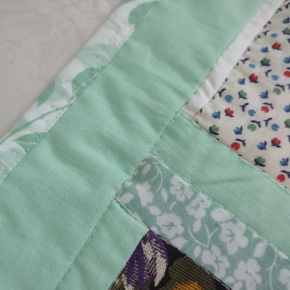 Quilt Patchwork Various Shapes Colors Handmade